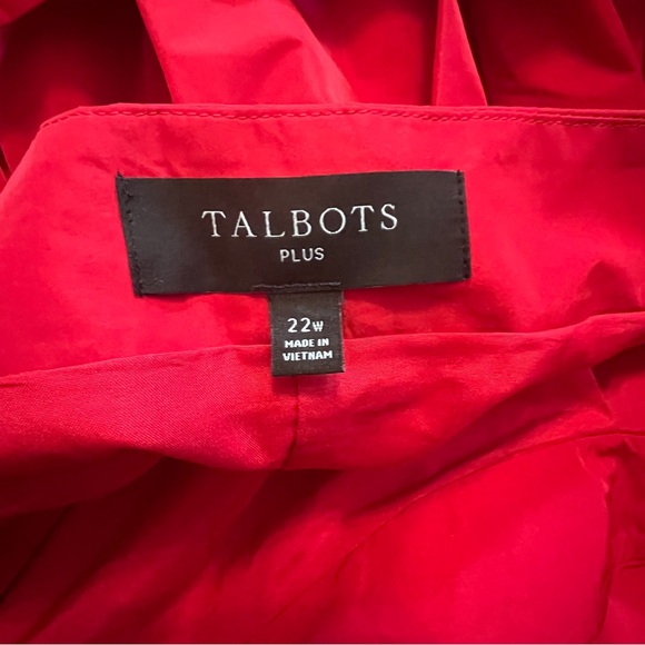 Preowned Talbots Red Taffeta Embroidered Women's Pleated Fit Flare Skirt Sz 22W - Picture 7 of 10